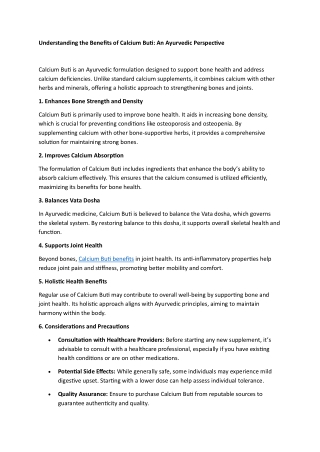 Understanding the Benefits of Calcium Buti