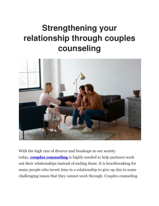 Strengthen Your Relationship with Couples Counseling