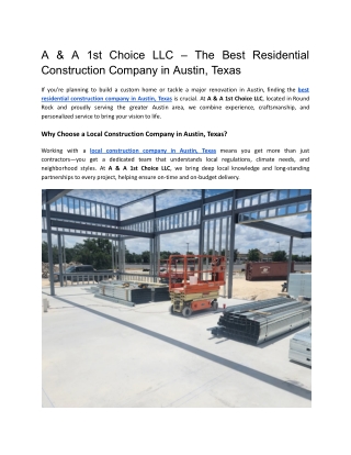 A & A 1st Choice LLC – The Best Residential Construction Company in Austin, Texas