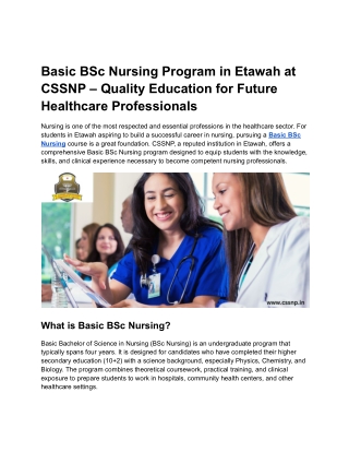 Basic BSc Nursing Program in Etawah at CSSNP – Quality Education for Future Healthcare Professionals (1)