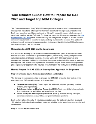 Your Ultimate Guide_ How to Prepare for CAT 2025 and Target Top MBA Colleges