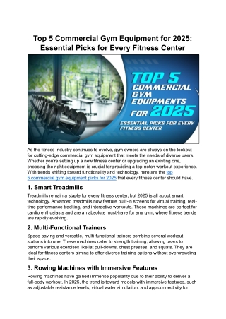 Top 5 Commercial Gym Equipment for 2025 Essential Picks for Every Fitness Center
