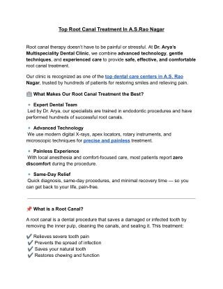 Top Root Canal Treatment In A.S.Rao Nagar