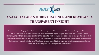 AnalytixLabs Student Ratings and Reviews: A Transparent Insight