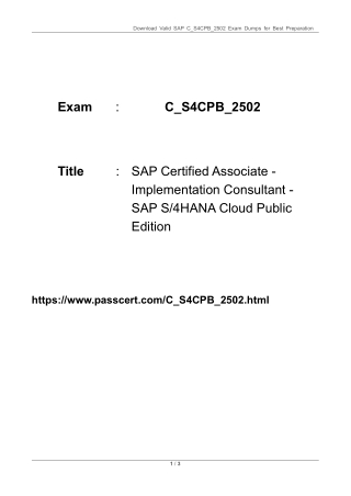 SAP S4HANA Cloud Public Edition C_S4CPB_2502 Dumps