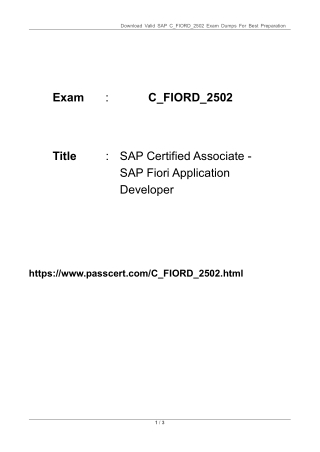 SAP Fiori Application Developer C_FIORD_2502 Dumps