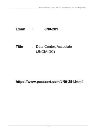 JNCIA-DC Certification JN0-281 Dumps 2025