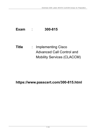 300-815 CCNP Collaboration Call Control and Mobility CLACCM Dumps 2025