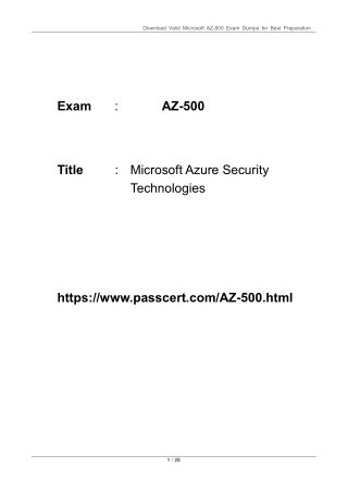 Microsoft Azure Security Engineer Associate AZ-500 Dumps 2025