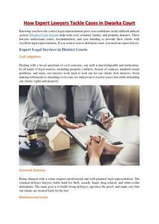 How Expert Lawyers Tackle Cases in Dwarka Court