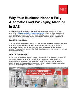 Boost Efficiency: Fully Automatic Food Packaging Machine in UAE