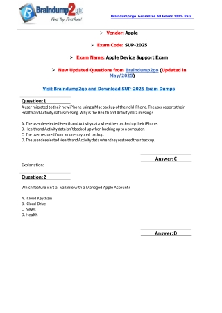 [2025-New-Exam]Braindump2go SUP-2025 PDF and VCE Dumps Free(1-46)