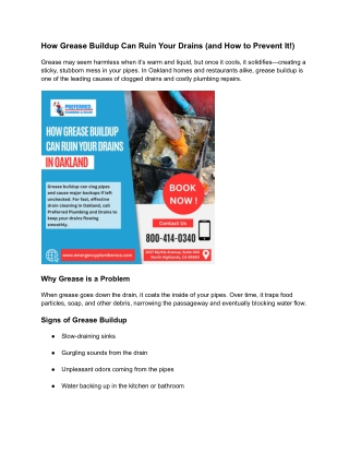 How Grease Buildup Can Ruin Your Drains (and How to Prevent It!)