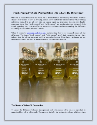 Fresh-Pressed vs Cold-Pressed Olive Oil What’s the Difference