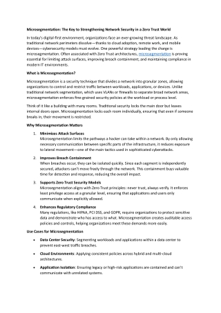Microsegmentation- The Key to Strengthening Network Security in a Zero Trust World