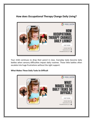 How does Occupational Therapy Change Daily Living