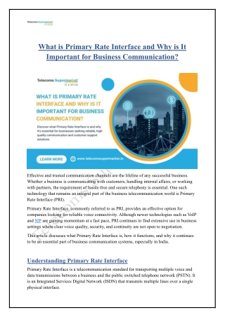 What is Primary Rate Interface and Why is It Important for Business Communication