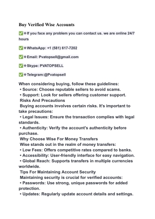 Buy Verified Wise Accounts
