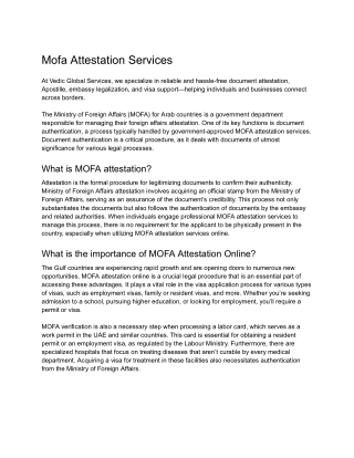 Mofa Attestation Services