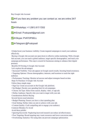 Buy Google Ads Account in our website in pvatopsell in 2025