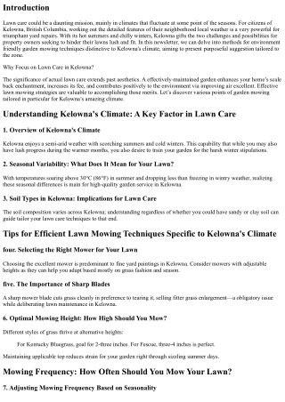 Tips for Efficient Lawn Mowing Techniques Specific to Kelowna's Climate