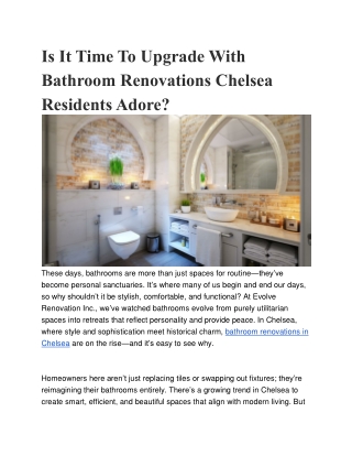 Bathroom Renovations Chelsea