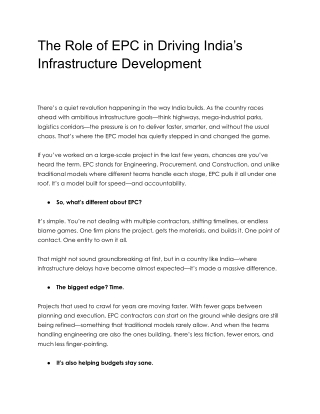 The Role of EPC in Driving India’s Infrastructure Development