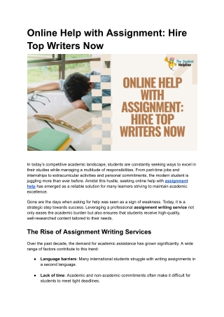 Online Help with Assignment_ Hire Top Writers Now
