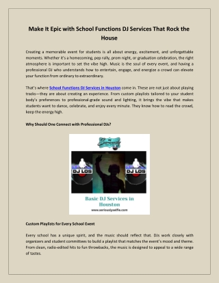 Make It Epic with School Functions DJ Services That Rock the House