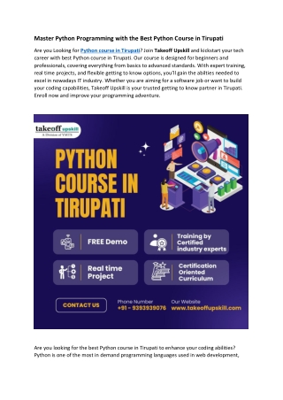 Master Python Programming with the Best Python Course in Tirupati