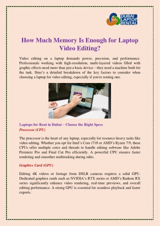 How Much Memory Is Enough for Laptop Video Editing?