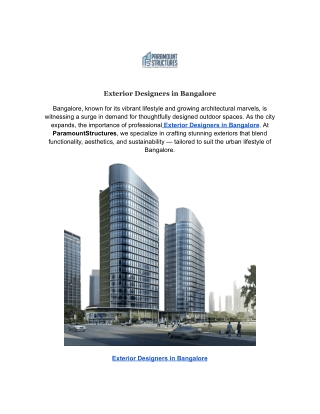 Exterior Designers in Bangalore