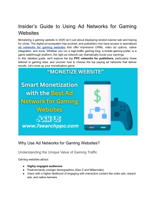 Insider’s Guide to Using Ad Networks for Gaming Websites