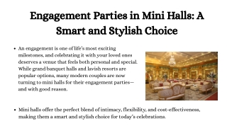 Engagement Parties in Mini Halls A Smart and Stylish Choice