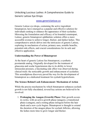 Buy Generic Latisse Eye Drops Online with BTC and Paypal