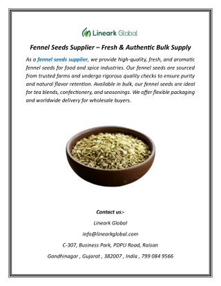 Fennel Seeds Supplier – Fresh & Authentic Bulk Supply