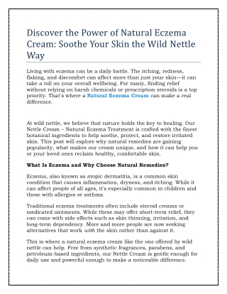 The Power of Natural Eczema Cream