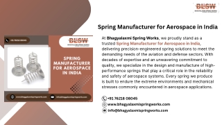 Spring Manufacturer for Aerospace in India