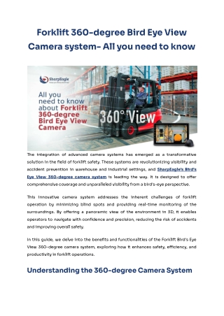 Forklift 360-degree Bird Eye View Camera system- All you need to know