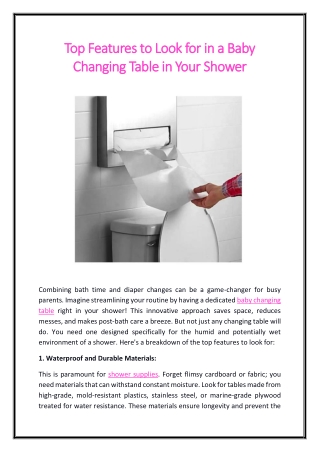 Top Features to Look for in a Baby Changing Table in Your Shower