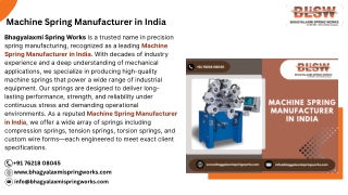 Machine Spring Manufacturer in India