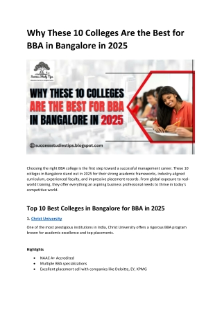 Why These 10 Colleges Are the Best for BBA in Bangalore in 2025