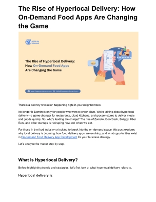 The Rise of Hyperlocal Delivery_ How On-Demand Food Apps Are Changing the Game
