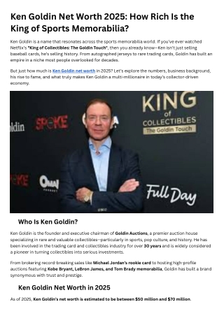 Ken Goldin Net Worth