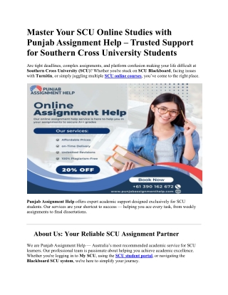 Master Your SCU Online Studies with Punjab Assignment Help