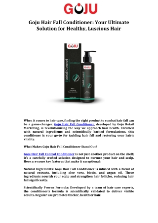 Goju Hair Fall Conditioner Your Ultimate Solution for Healthy, Luscious Hair