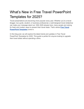 What’s New in Free Travel PowerPoint Templates for 2025