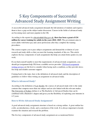 5 Key Components of Successful Advanced Study Assignment Writing
