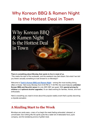 Why Korean BBQ & Ramen Night Is the Hottest Deal in Town