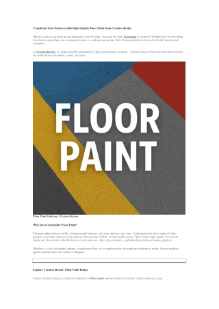 Creative Resins - Floor Paint